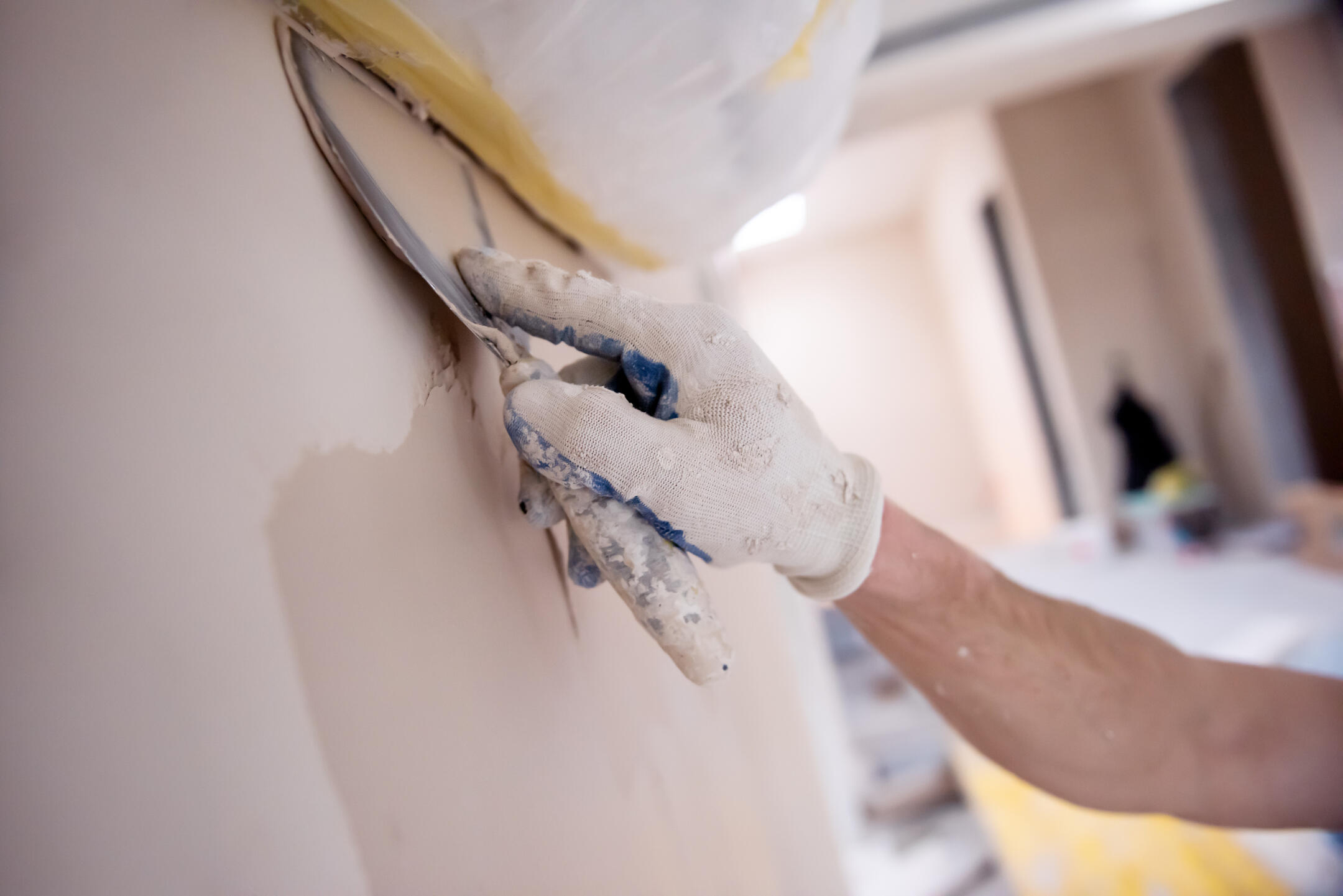 Hanford drywall repair and ceiling resurfacing work in progress